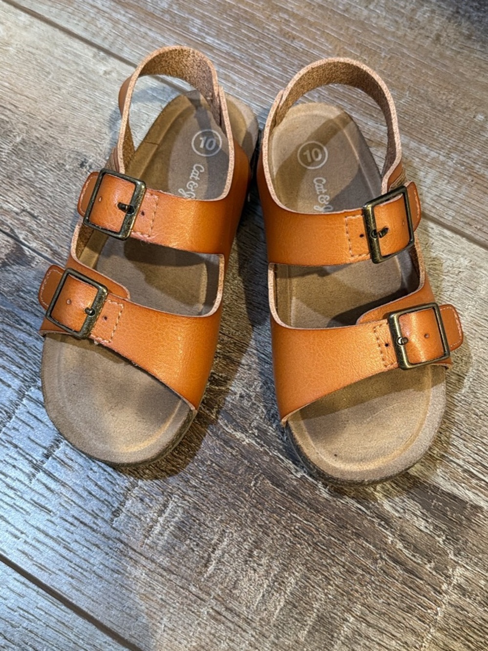 Cat & Jack Brown/Tan Double-Buckle Kids' Sandals